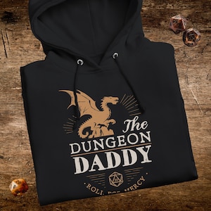 Awesome DnD Hoodie Dungeon Daddy, DnD Sweater Black Dragon Hoodie, Dungeons and Dragons Gift for Christmas
