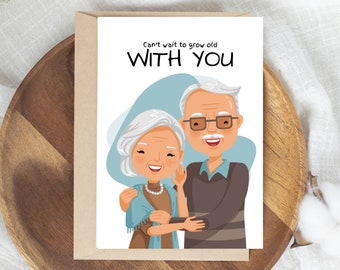 Valentines Day Card | Can't Wait To Grow Old With You Card | Valentines Day | Valentines Cards for Her & Him | Gifts For Her | Gifts For Him