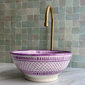Soft Purple Sink, Custom Made Sink, Mid Century Vessel Sink, Ceramic Basin for Bathroom, Top Vanity Basin, HandCraft Modern Bathroom Sink