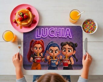 Spersonalizowana podkładka pod talerz Kpop – Naczynia Kpop dla dzieci – Dostępne niestandardowe wzory