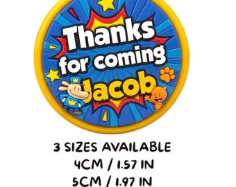 Adesivi di ringraziamento personalizzati – Bomboniera Dogman / Adesivi di ringraziamento / Sacchetto per bomboniere