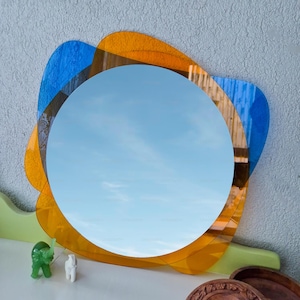 Wavy Mirror, Compact Mirror, Wavy Acrylic Mirror, Mirror Wall Decor, Bathroom Mirror, Irregular Waves Mirror, Acrylic Asymmetrical Mirror
