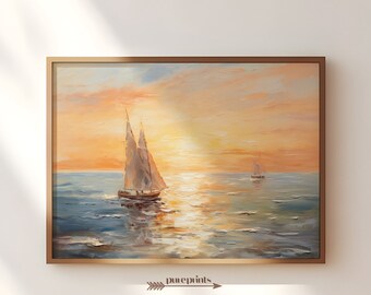 Sailboats Print I Vintage Wall Art - boat print, artwork, nature art, nature print, wall art, home decor, home living, vintage art