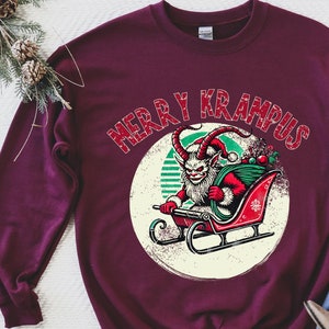 Krampus Sweater, Krampus Shirt, Gift for Christmas Lovers Gift for Him Black Christmas Ugly Sweater Goth Sweater Anti Christmas Shirt Horror