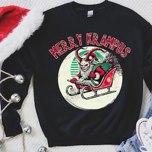Krampus Sweater, Krampus Shirt, Gift for Christmas Lovers Gift for Him Black Christmas Ugly Sweater Goth Sweater Anti Christmas Shirt Horror