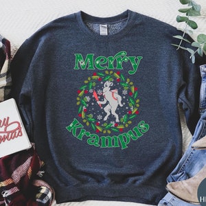 Krampus Sweater, Krampus Shirt, Gift for Christmas Lovers Gift for Him Horror Christmas Ugly Sweater Goth Sweater Black Creepmas Shirt