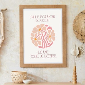 Affiche Affirmation Positive Fleur/Poster Fleurs Citation/Décoration murale citation positive/Illustration motivation à télécharger/Imprimé