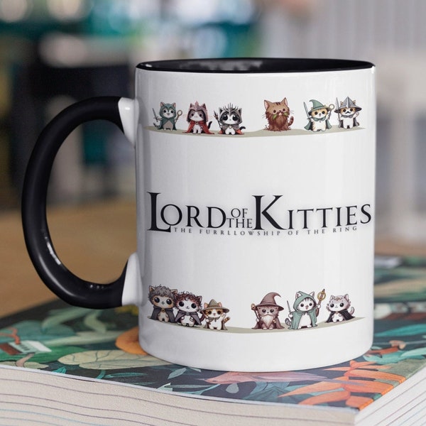 Lord Of The Kitties Coffee Mug Gift Idea For Lord of the Rings and Cat Lovers Fans The Fellowship of the Ring Funny Frodo LOTR FOTR Cats