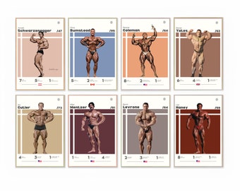 Set of Arnold, Yates, Cutler, Bumstead, Coleman Poster, Bodybuilding Print, Mr Olympia Bundle, Gym Art, Gift For Bodybuilder, Sport Wall Art