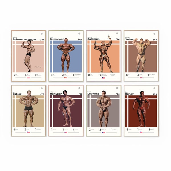 Set of Arnold, Yates, Cutler, Bumstead, Coleman Poster, Bodybuilding Print, Mr Olympia Bundle, Gym Art, Gift For Bodybuilder, Sport Wall Art