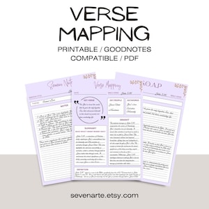 Verse Mapping / Bible Study Printable | Digital Bible Template | Bible Summary |  GoodNotes | Notability | Chapter Summary / agenda biblica