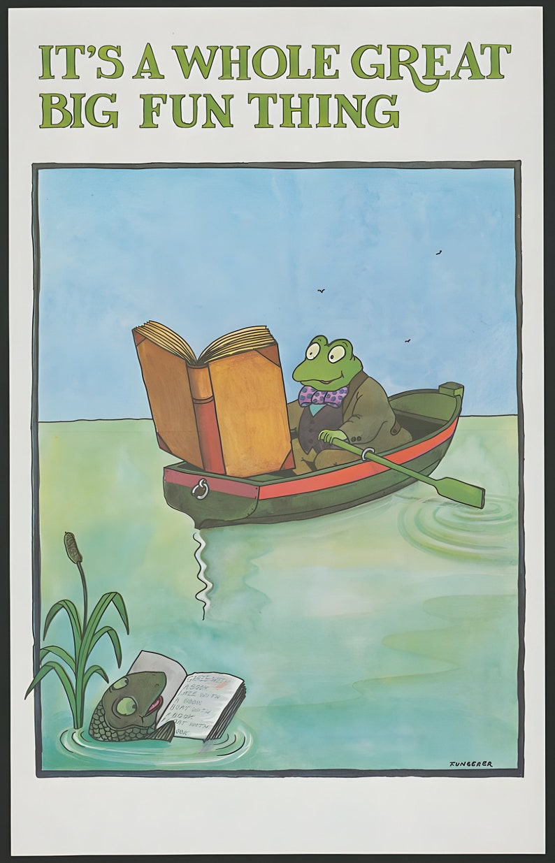 Vintage Frog Poster, Funny Literacy Wall Art, Cartoon Educational ...