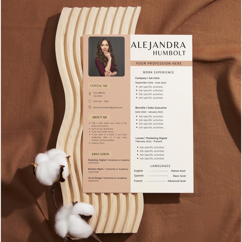 Customizable Pink Resume Template With Photo Easily Editable Pink ...