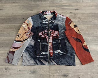 Lewis Hamilton Ferrari F1 Tapestry Jacket – Vintage Woven Racing Jacket – Formula 1 Fan Gift