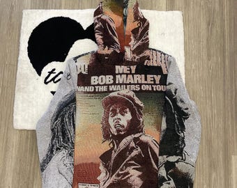 Bob Marley-hoodie met tapijten | Vintagestijl, uniseks trui, cool grafisch sweatshirt, uniek cadeau voor muziekliefhebbers, verjaardagscadeau