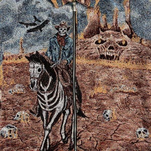 Halloween-skelett-cowboy-gobelängjacka – kuslig westernryttare, gotisk skräckgatukläder, unik present till fans, julklapp bild 4
