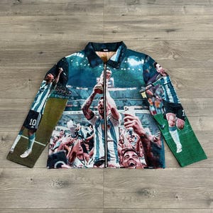 Lionel Messi Argentina Tapestry Jacket | Wearable Blanket Coat | Soccer Football Fan Gift Streetwear Unisex World Cup Festival