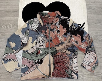 Dragon Ball Jacket Anime Streetwear Gift for Dragonball Lover, Hand-Pieced Cotton, Goku, Trunks, Z Art, Unique Dragon Ball Z Hoodie