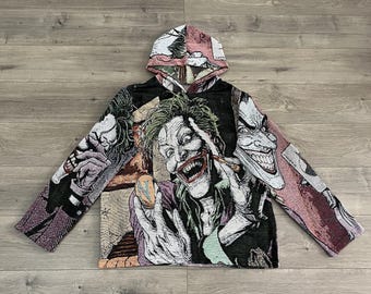 Sudadera con capucha del Joker de Halloween / Diseño personalizado de DC Comics / Estilo tapiz único / Sudadera con capucha cómoda y elegante para amantes de los cómics