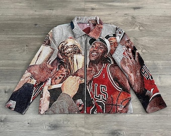 Michael Jordan Tapestry Jacket | Vintage Sportswear, Unisex Outerwear, Retro Style, Perfect Gift for Fans & Collectors, Christmas Gift