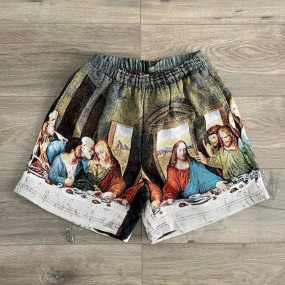 Last Dinner Tapestry Short, Boho Summer Wear, Casual Shorts, Stylish Beach Outfit, Lightweight & Comfy Fashion, Birthday Gift, Gift for Him