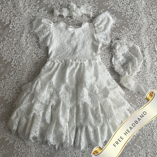 Girl christening dress, christening gown, baptism dress, baptism gown, white girl dress,