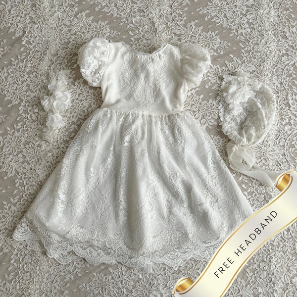 Girl christening dress, christening gown, baptism dress, baptism gown, white girl dress,