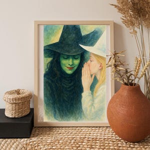 Wicked Musical Art Print A4 – Elphaba & Glinda Wall Art | Broadway Theatre Poster | Wicked Fan Gift | Oz Inspired Illustration