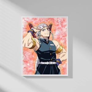 Tengen Uzui Digital Art Print | A4 Demon Slayer Poster | Instant Download Anime Wall Art | Kimetsu no Yaiba Fan Art | Sound Hashira Printabl
