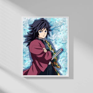 Giyu Tomioka Digital Art Print | A4 Demon Slayer Poster | Instant Download Anime Wall Art | Kimetsu no Yaiba Fan Art | Water Hashira Print