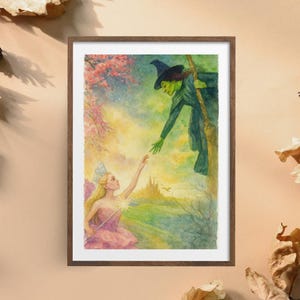 Wicked Musical Art Print A4 – Elphaba & Glinda Wall Art | Broadway Theatre Poster | Wicked Fan Gift | Oz Inspired Illustration