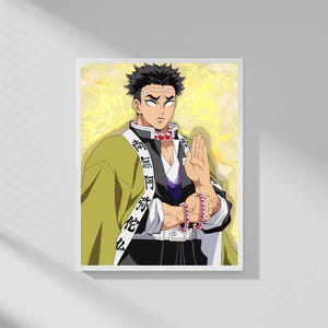 Gyomei Himejima Digital Art Print | A4 Demon Slayer Poster | Instant Download Anime Wall Art | Kimetsu no Yaiba Fan Art | Stone Hashira Prin