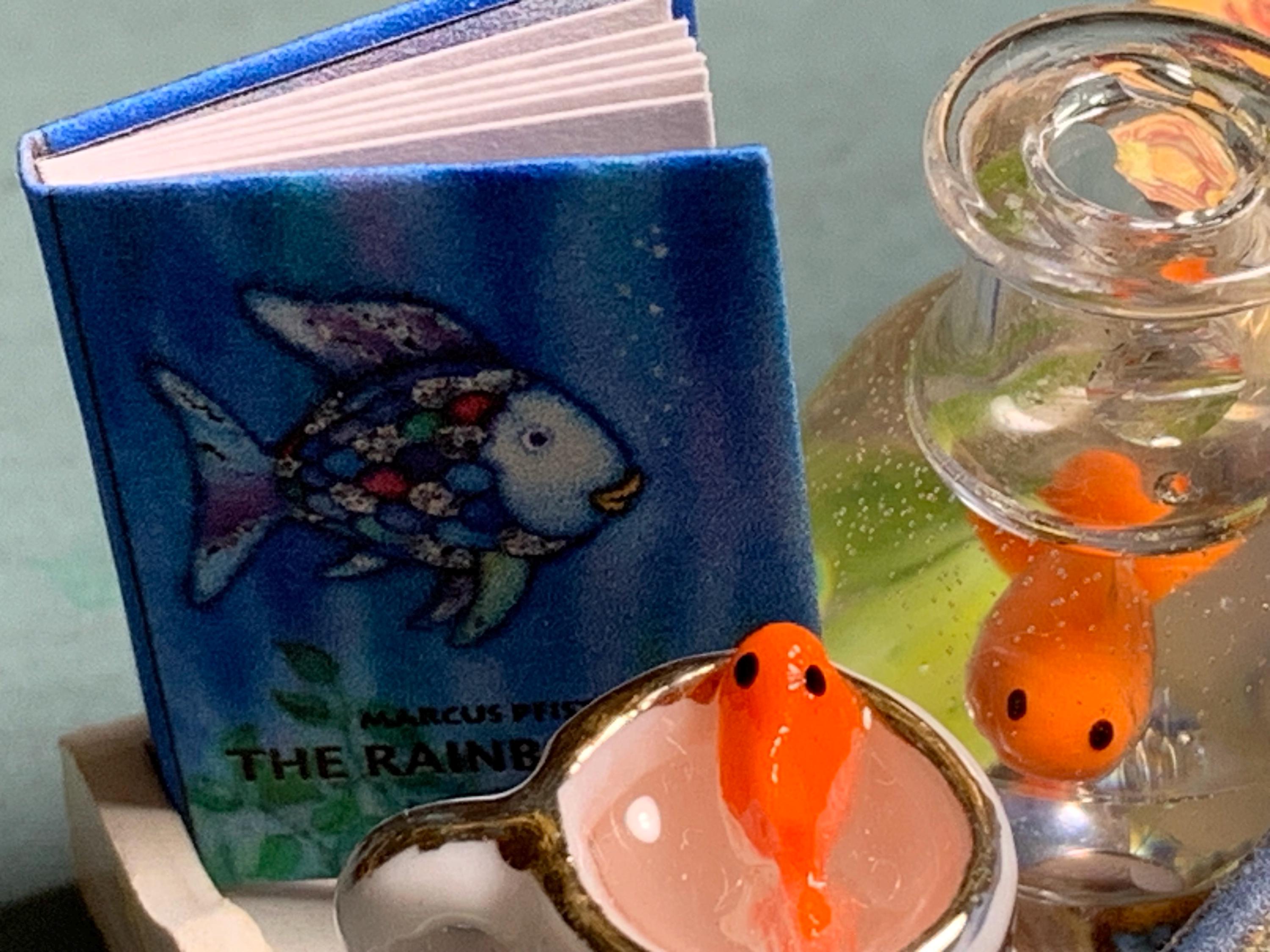 Alice Goldfish Miniature Dollhouse Artisan GOLDFISH ALICE in WONDERLAND Book Club Tea ...