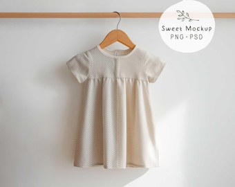 Baby Girl Dress Mockup, Kids Clothing Mock-up, PNG and PSD Smart Object,