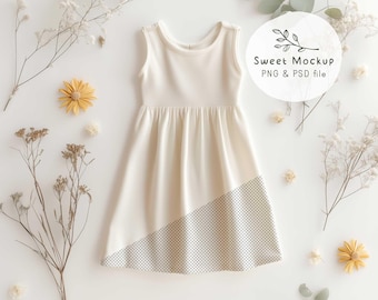 Baby Dress Mockup, Kids Clothing Mock-up, Canva drag & drop PNG and PSD Smart Object,