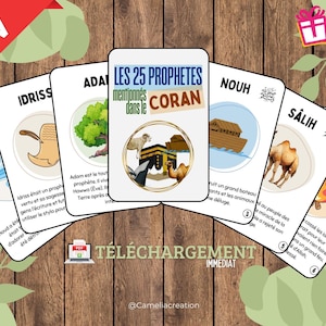 Lot de 28 cartes - Les 25 prophètes mentionnés dans le coran