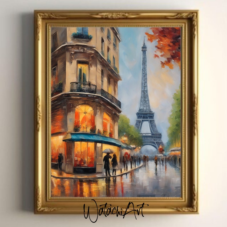 ONE Time Sale Paris France PRINTABLE Oil Painting Colorful Art Home and