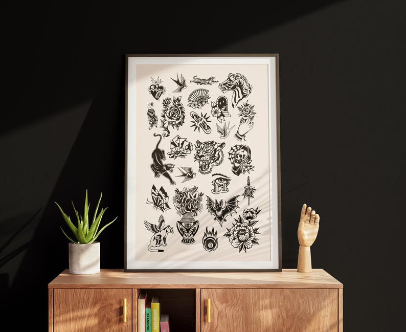 American Traditional Tattoo Flash Art Print: Vintage Style (digital ...
