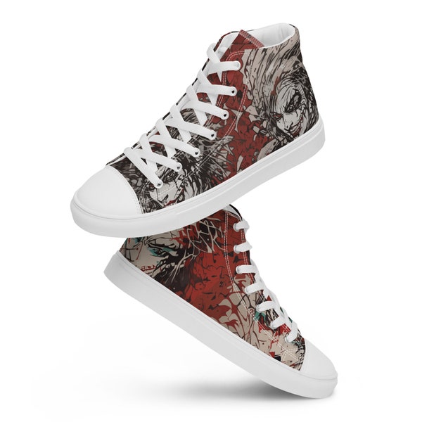 Dissociative Identity Disorder (DID) Men's high-top canvas sneakers Behind the Painted Grin Exploring the Mental Landscape of the Joker