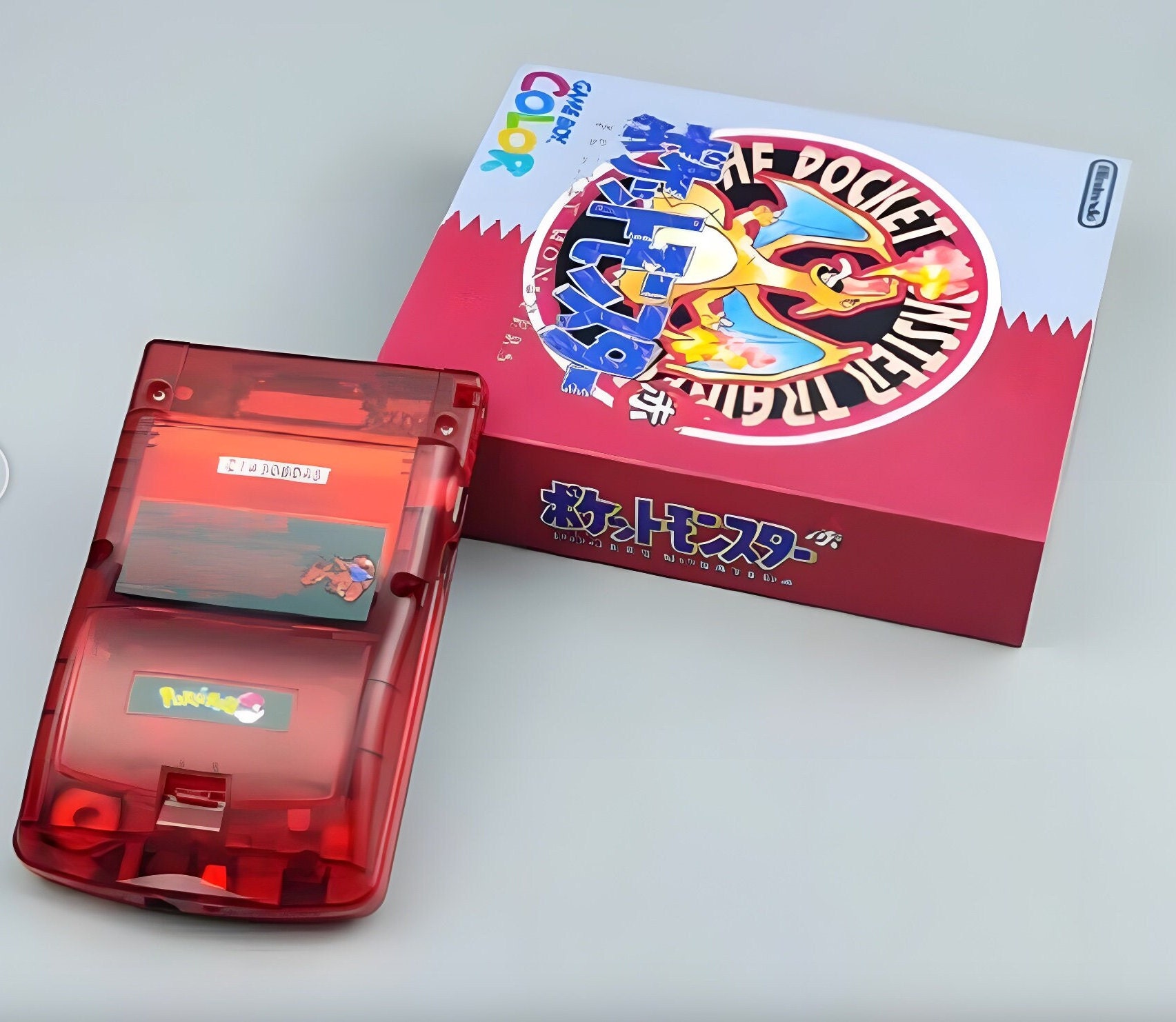 Custom Gameboy Color Charizard Themed GBC Shell for IPS Screen Mod W ...