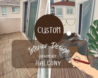 CUSTOM Balcony Design, Procreate Interior Furniture Drawing, Interior Design, Home Renovation, Decoration Consultancy