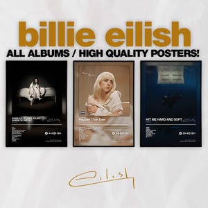 Billie Eilish Poster 3 Pack -  Album Cover Wall Art - Minimal Digital Arts - Dorm Room Decor - Music Lover Gift - Trendy - Album - Popular