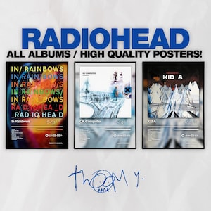 Radiohead Poster 5 Pack -  Album Cover Wall Art  - Dorm Room Decor - Minimal Digital Arts - Rock - Music Lover Gift - Indie - OK Computer