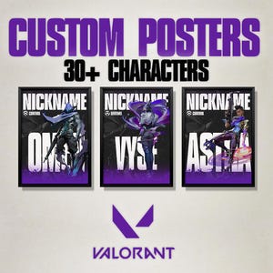 Valorant Custom Poster | Personalized Valorant Poster | Valorant Game Poster | Gaming Poster | 30+ Characters | Reyna | Jett | Sage | Cypher