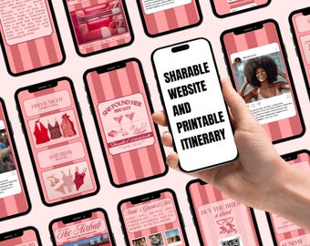 Ha trovato la sua anima gemella – Kit per l'itinerario dell'addio al nubilato – Invito rosa in Canva (Download digitale)