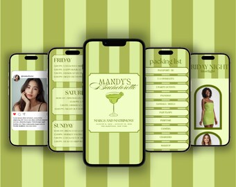 Itinerario per addio al nubilato a tema Margarita – Modello di sito web modificabile in Canva (download digitale)