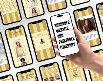 Ha trovato il suo tesoro – Pacchetto per l'addio al nubilato: invito modificabile su Canva + sito web per dispositivi mobili