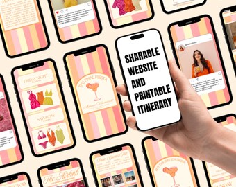 The Final Fiesta – Pacchetto di modelli di itinerario modificabili: invito stampabile + sito web mobile condivisibile / pianificatore di viaggi per addio al nubilato