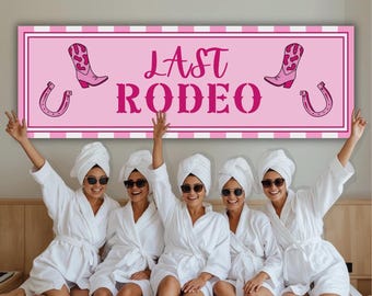 Pink Last Rodeo – Banner per addio al nubilato / Modello Canvo modificabile / Banner stampabile fai da te / Download immediato