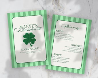 Itinerario per addio al nubilato "Lucky In Love" - Invito modificabile in Canva (Download digitale)